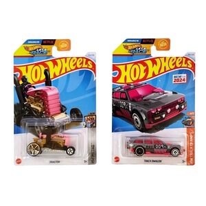 Hot Wheels Lets Race Track Dwagon Dragtor Netflix‎ 2024 Diecast Lot 2pc Pink